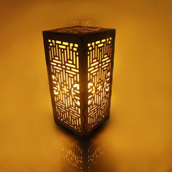 "Wooden Geometric Bedside / Table Lamp" LED Color Night Lights. - Image 4