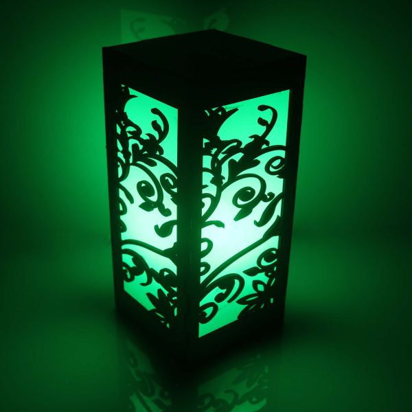 "Wooden Floral Laser Cut Lamp" - Image 3