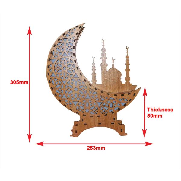 "Wooden Ramadan Night Light Moon" Warm Color - Image 6