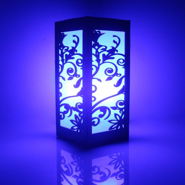 "Wooden Floral Laser Cut Lamp" - Image 2
