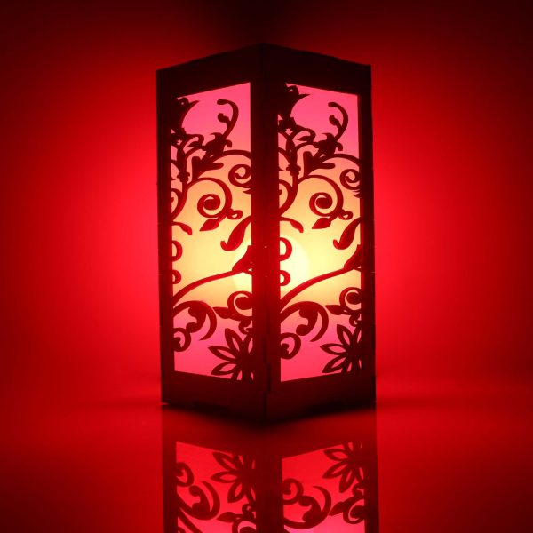 "Wooden Floral Laser Cut Lamp"